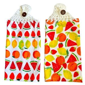 Hand Crafted Colorful Pink Watermelon Hanging Hand Towels Crochet Top